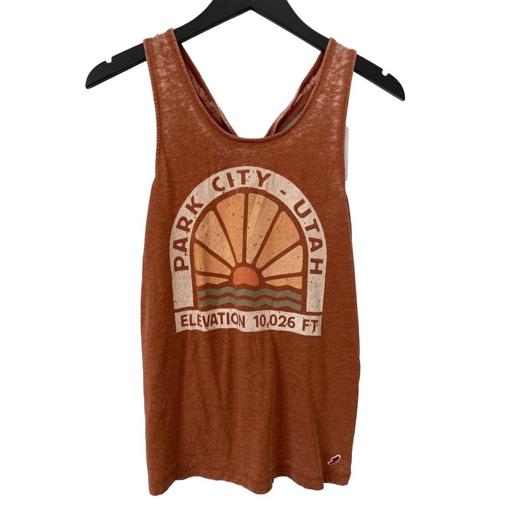 League 91 Burnout Racerback Tank Womens Medium Park City Utah Acorn Graphic NEW